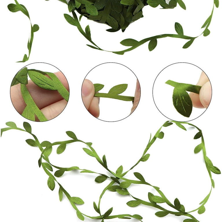 SEELOK 263ft Artificial Vines Leaf Ribbon Olive Leaf Ribbon Leaf Trim  Ribbon for DIY Home Wedding Party 