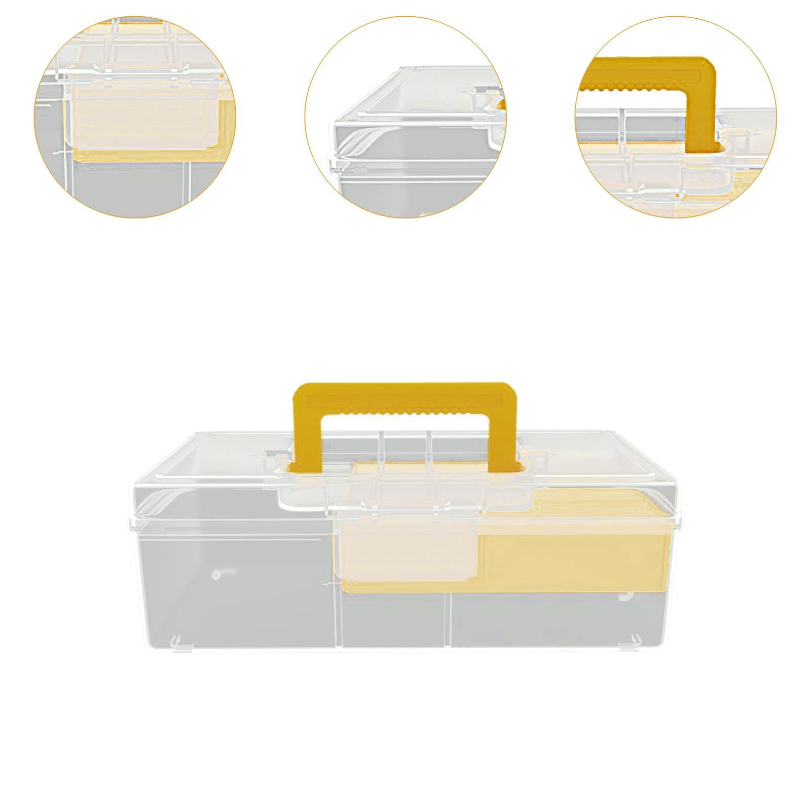 Wswqop Fishing Tackle Box 2 Layer with Handle Fishing Accessories Fly Fishing Hard Case yellow