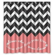Libin Infinity Live The Life You Love Love The Life You Live Chevron Pink Black Whites Shower Curtain Polyester Fabric Bathroom Decorative Curtain Size 66x72 Inches