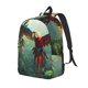 thumbnail image 1 of Disketp Flying Parrots In Jungle print Canvas Backpack Lightweight Travel Daypack Student Rucksack Laptop Backpack-, 1 of 5