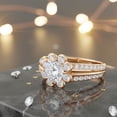 thumbnail image 5 of Mauli Jewels 3/4 Carat Halo Round Diamond Flower Engagement Ring for Women in 14K Yellow Gold, 5 of 8