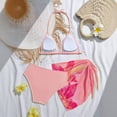thumbnail image 4 of Ymyiu Girls Bikinis Girl's Ruffle Print Swimsuit Asymmetrical 3 Piece Bathing Suit with Beach Skirt Size 9-10 Years (Pink,9-10 Years), 4 of 4