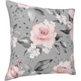 thumbnail image 2 of Beautiful Pink Rose Gradually Varied Gray Leaves Pillowcases Flower Seamless Art Pattern Pillow Case Decorative Throw Pillow Cover for Home Sofa Office 18x18inch, 2 of 6