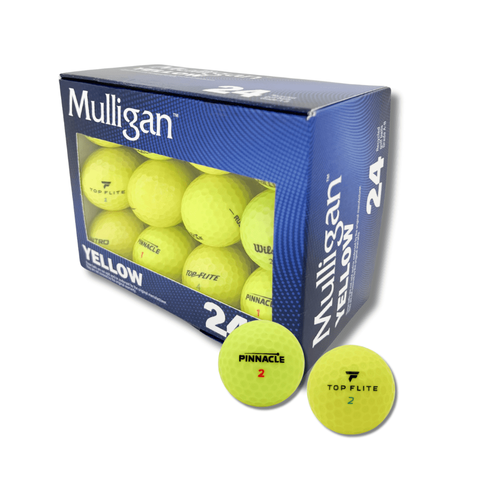 Mulligan Recycled Yellow Golf Balls, Mixed, 24-pack