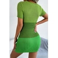 thumbnail image 2 of KRE Prime Women Color Block Cutout Short Sleeve Sweater Dress, 2 of 8