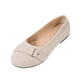 thumbnail image 2 of Commuter Shoes, Women's Buckle Detail Flats Comfortable Low Profile Dress Shoes with Flexible Walking Sole and Easy Everyday Style Flat Sole Shoes Ballet Commuter Shoes Flats, White US-9.5/EU-42, 2 of 6
