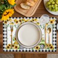 thumbnail image 4 of Sunflowers Placemats Set of 12, Spring Farmhouse Country Truck Floral Black Plaid Placemats for Dining Table, Place Mats for Kitchen Tabletop, Waterproof Wipeable Dining Table Mats Set, 4 of 9