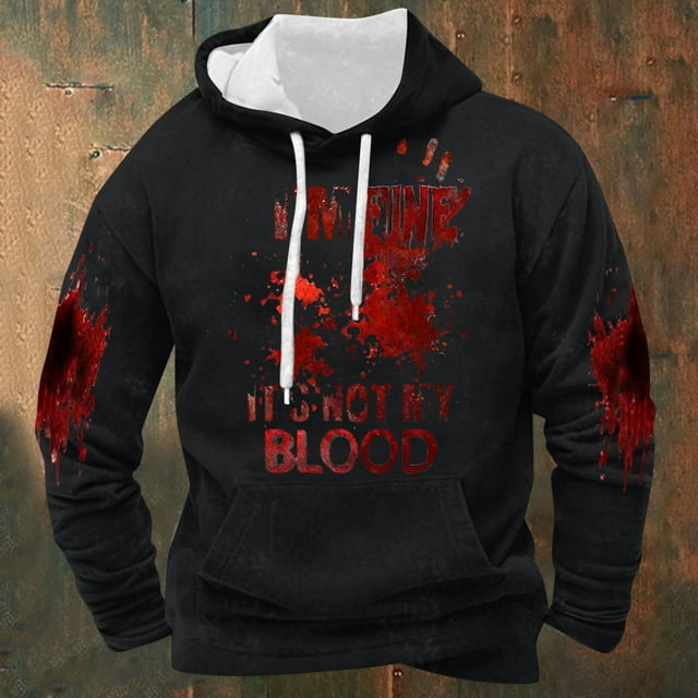 WILLBEST Sudadera con Capucha y Estampado Completo para Hombre, Otoño e Invierno, Festival, Manga Larga XXXGrande