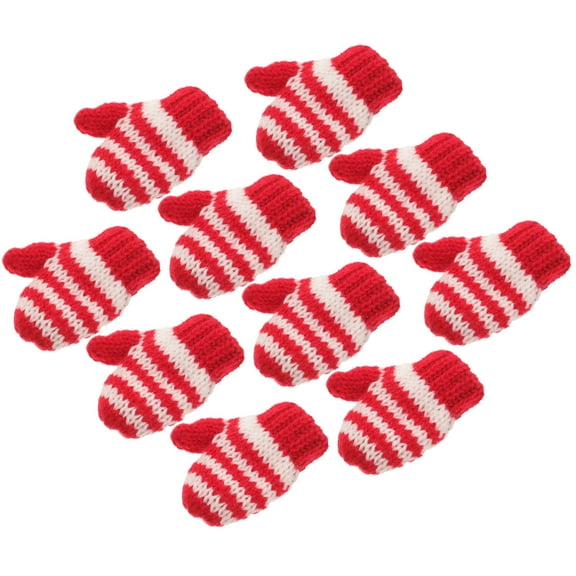 PAMINGONO Mini Yarn Gloves Miniature Doll Gloves Woolen Yarn 10pcs 2.4x1.6x0.6in