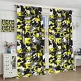 thumbnail image 4 of Yellow Camo Blackout Curtains，for Girls Boy Home Decor, Abstract Hunter Army Camouflage Pattern Drapes Window 2 Panel Rod Pocket Curtain for Bedroom Living Room Nursery Decor 72" W X 63" L, 4 of 8