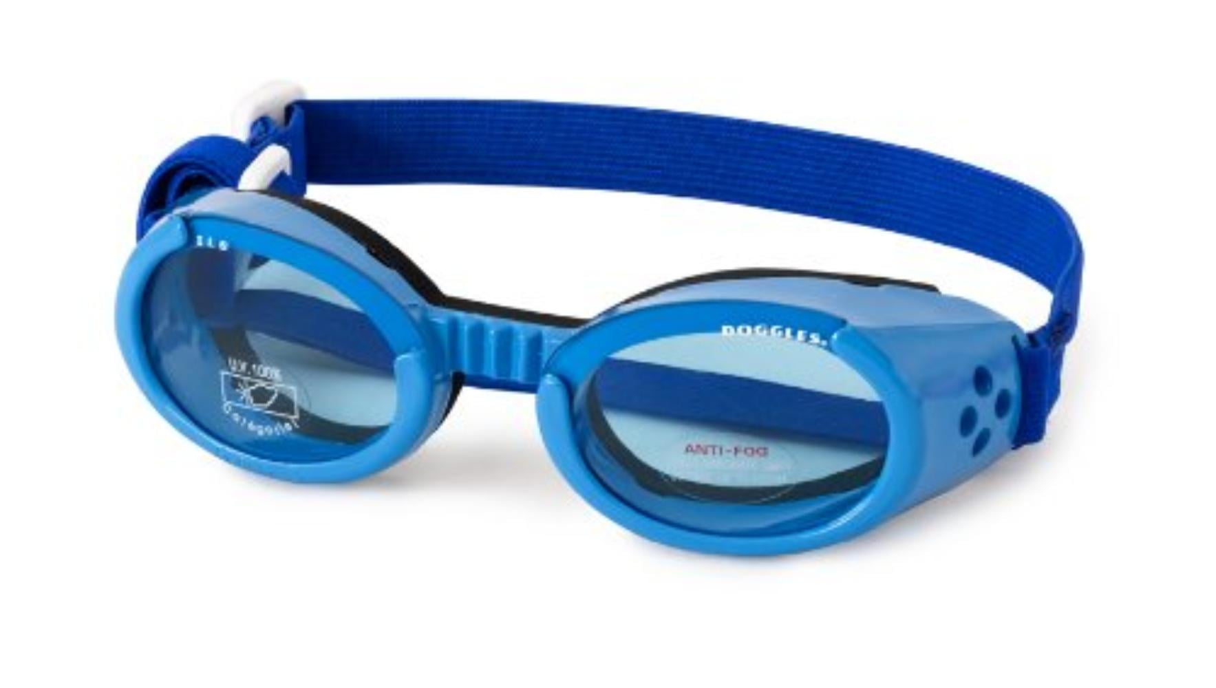 SHINY BLUE ILS DOGGLES WITH BLUE LENS & STRAPS
