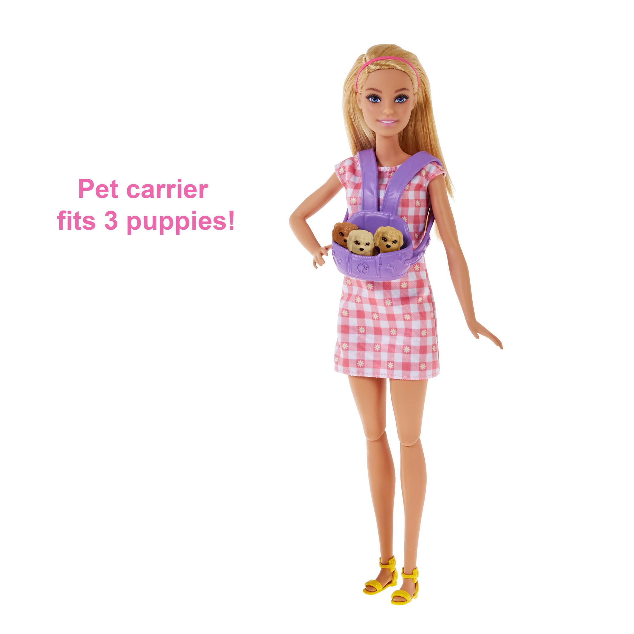 Barbie Doll & Newborn Pets Playset with Pregnant Mom Dog, Color-Change Puppies & Accessories, Blonde