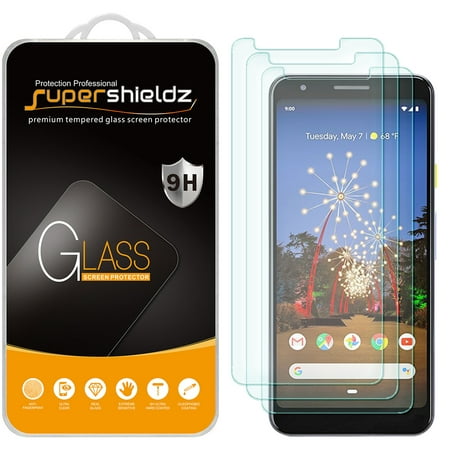 [3-Pack] Supershieldz for Google Pixel 3a Tempered Glass Screen Protector, Anti-Scratch, Anti-Fingerprint, Bubble