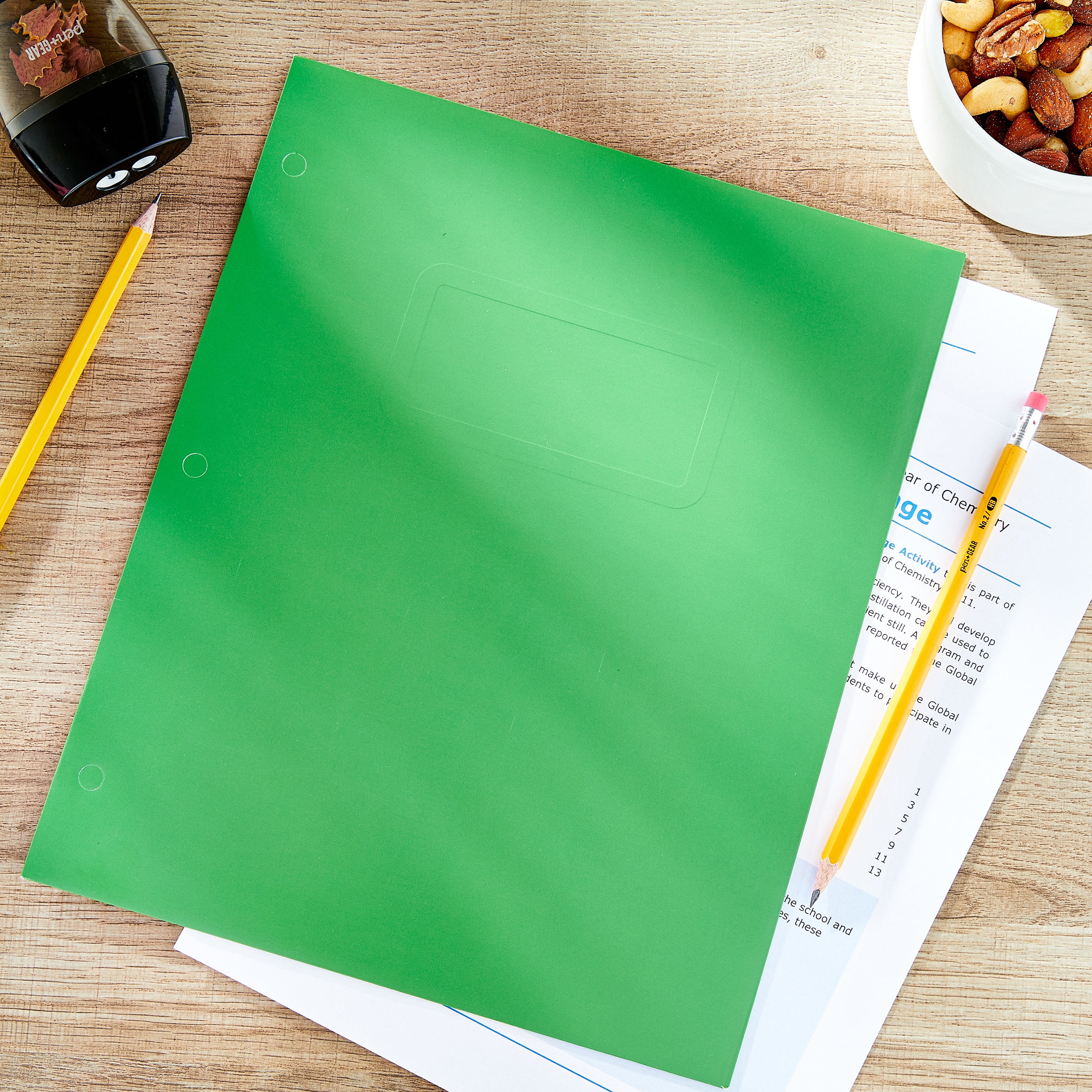 Pen+Gear Letter Size 2-Pocket Paper Folder, Solid Green Color
