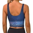 thumbnail image 4 of Goofa Retro Blue Glitter Printed Sports Bras for Women, High Impact Running Bra Workout Crop Tank Tops Longline Sports Bra Push up-Medium, 4 of 9