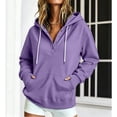 thumbnail image 2 of Asgosdo Hoodies for Women Long Sleeve Button Collar Drawstring Hooded Tops Loose Fit Sweatshirts Comfy Casual Winter Pullover, 2 of 6