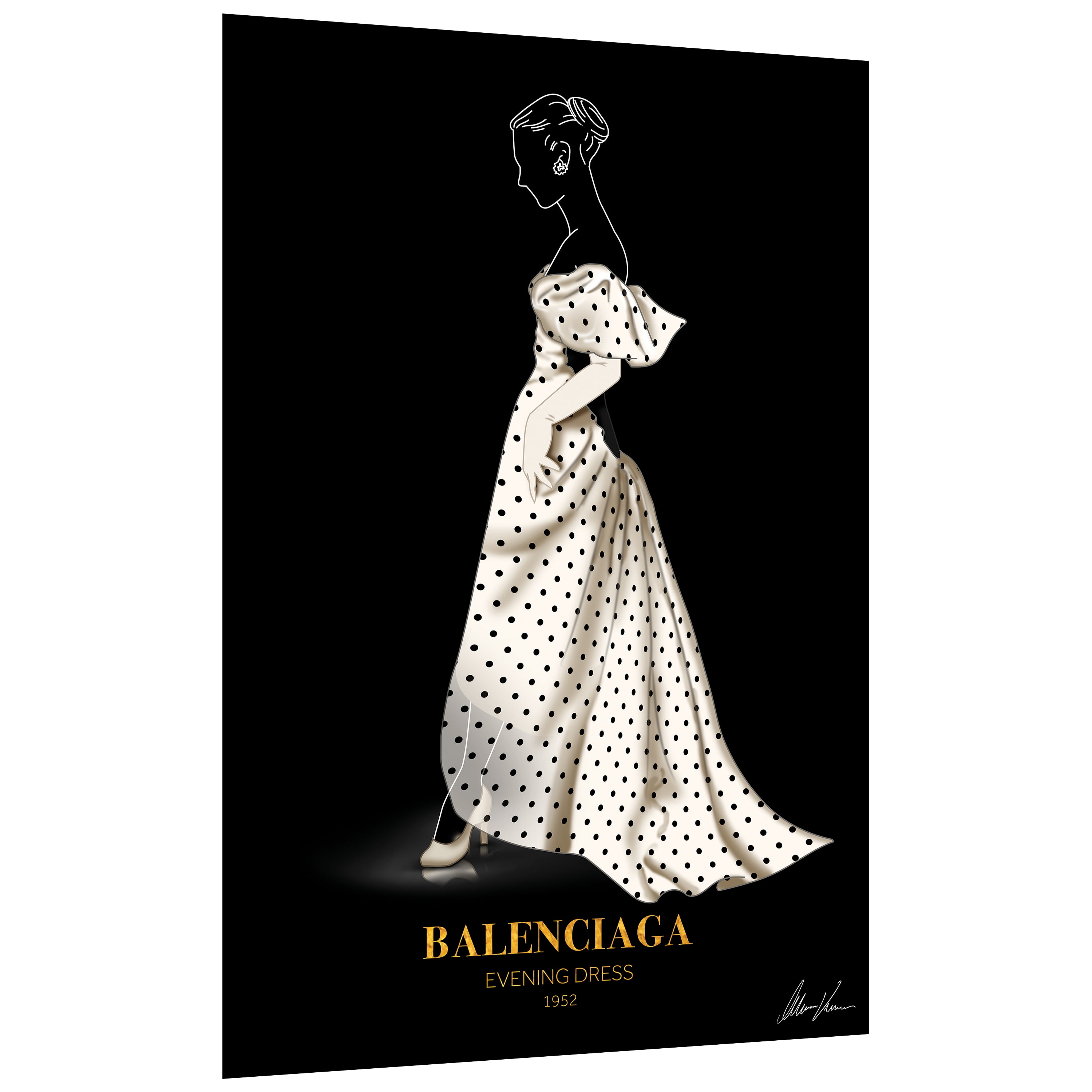 "B Fashion white look" Frameless Free Floating Reverse Printed Tempered Glass Wall Art
