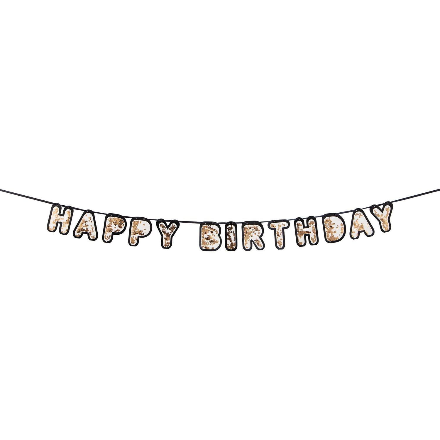 Happy Birthday Gold Confetti Banner, Birthday Gold Confetti Banner