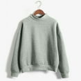 thumbnail image 4 of Mock Neck Sweatshirts for Women Fall Oversized Sweatshirt Casual Comfort Cute Pullover Tops Drop Shoulder Sweaters Gray L, 4 of 6