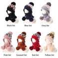 thumbnail image 2 of Hairball Bib Earflap Cap Female Knit Bonnet Winter Outdoor Riding Sets Knitted Beanies Hats Hat Scarf Set Beanie Caps Women Hat Scarf GREY HAT, 2 of 8