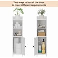 thumbnail image 3 of Small Bathroom Storage Corner Floor Cabinet with Door and Shelves, Beside The Toilet Paper Stand for , Narrow Toilet Paper Cabinet, 9.8" D x 7.9" W x 31" H, White, 3 of 8