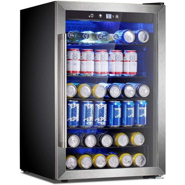 Antarctic Star 4.5cu.ft Beverage Refrigerator Cooler - 145 Can Mini Fridge  Glass Door for Soda Beer or Wine Drink Dispenser Clear Front for Home, 