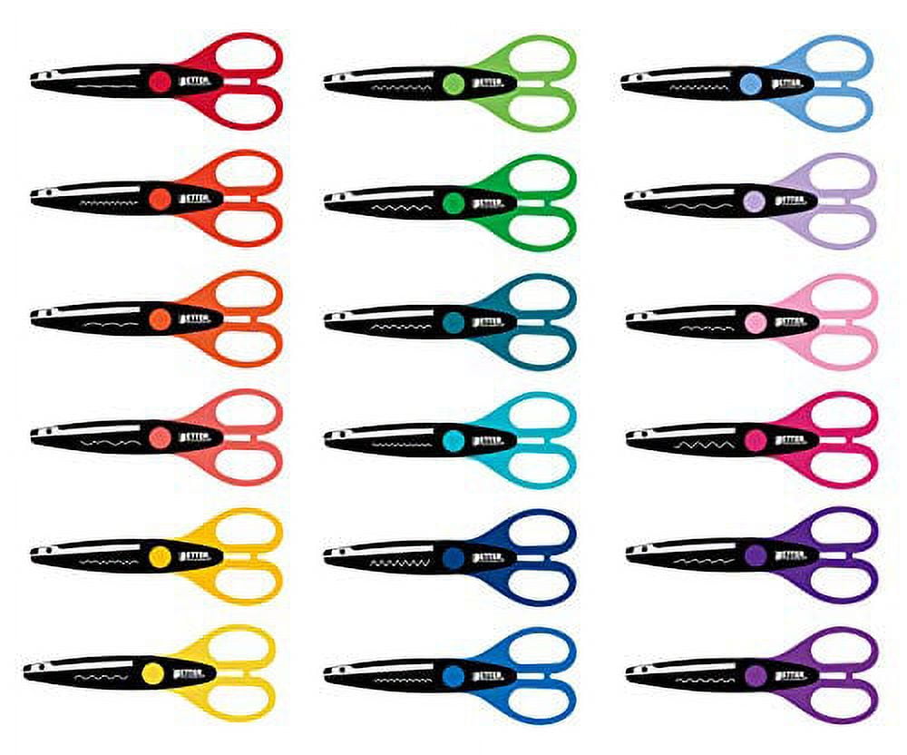 18 Piece Decorative Edge Craft Scissors, by Better Office Products, 18 Colors and Edge Designs, 6 inch Length, 2.5 inch Blades, Assorted 18 Count