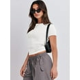 thumbnail image 4 of Womens Short Sleeve Slim Fit Crop Top Going Out Tight-Shirts Summer Basic Tees, 4 of 4