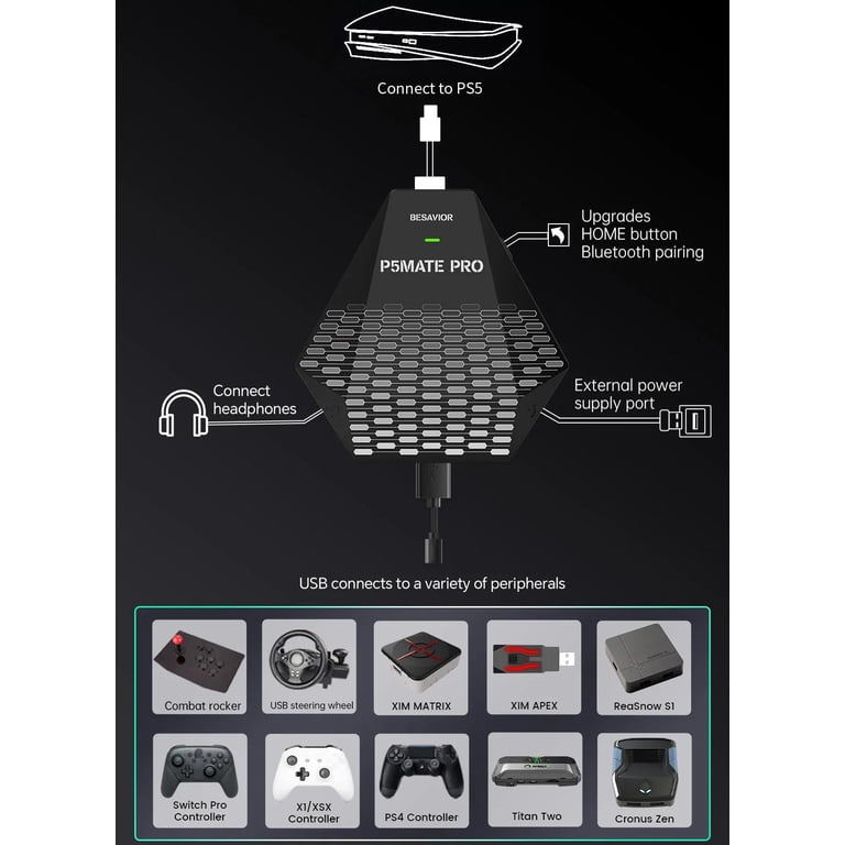 Wireless Adapter P5M for PS5,Xbox,Titan Two,ReaSnow&Switch,UP to