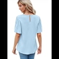 thumbnail image 3 of Tops de Mujer 2025, Camisetas Casuales de Acampanada, Camisetas Básicas de Verano con Cuello Redondo, Blusas Lindas, Azul L, 3 of 7