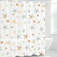 thumbnail image 1 of Shower Curtain 180x180cm, Waterproof and Mildew Proof PEVA Shower Curtain, with 12 Curtain Rings, Starfish Pattern, 1 of 5