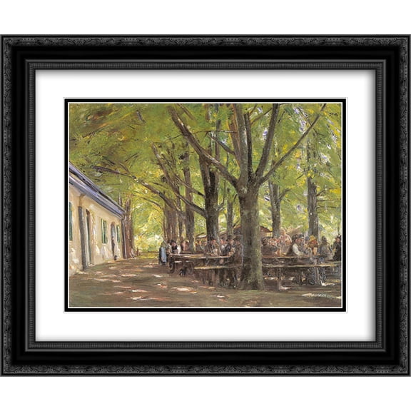 Max Liebermann 2x Matted 24x20 Black Ornate Framed Art Print 'A Country Brasserie, Brannenburg, Bavaria'