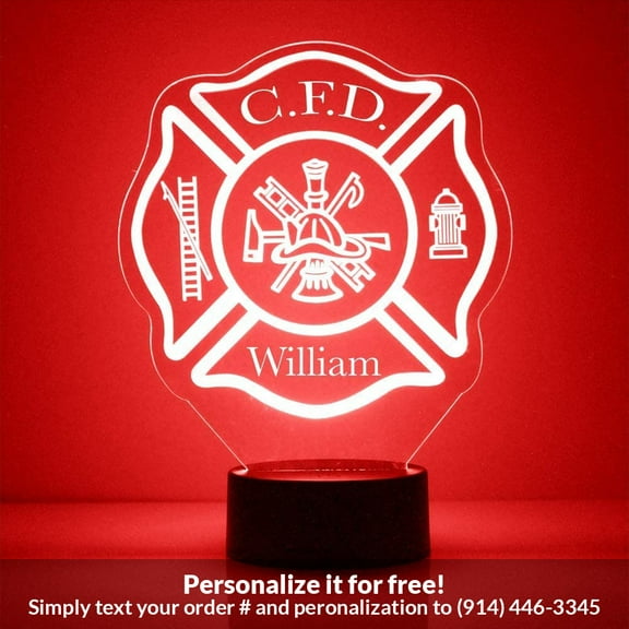Mirror Magic Store Fire Department Maltese Cross Color Changing Personalized LED Light with Remote Control