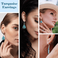 thumbnail image 2 of Turquoise Earrings for Women in 925 Sterling Silver Drop Dangle Earrings Boho Western Turquoise Jewelry Birthday Christmas Gifts, 2 of 5
