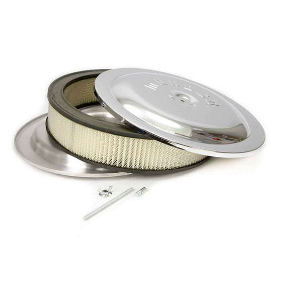 Moroso 65913 Air Cleaner - Aluminum - 14" X 3" Raised Bottom - Chrome