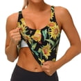 thumbnail image 3 of Daiia Sunflowers And Bird Printed Women's Sports Bra, Breathable Activewear Bra with U-Back Design and Removable Pads, Comfortable and Supportive for Yoga, Workout-Small, 3 of 8