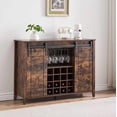 thumbnail image 2 of Farmhouse Coffee Bar Buffet Cabinet, 47" Wine Bar Cabinet with Sliding Barn Door, 16 Bottle Wine Racks, 2 of 7