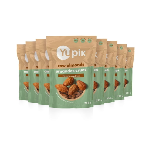 Yupik Supreme Raw Almonds, Gluten-Free, Kosher, Healthy Snacks, High-Quality Raw Nuts, Unflavored, Unsalted, Unroasted, Protein Nuts, 8 Count, 256 g