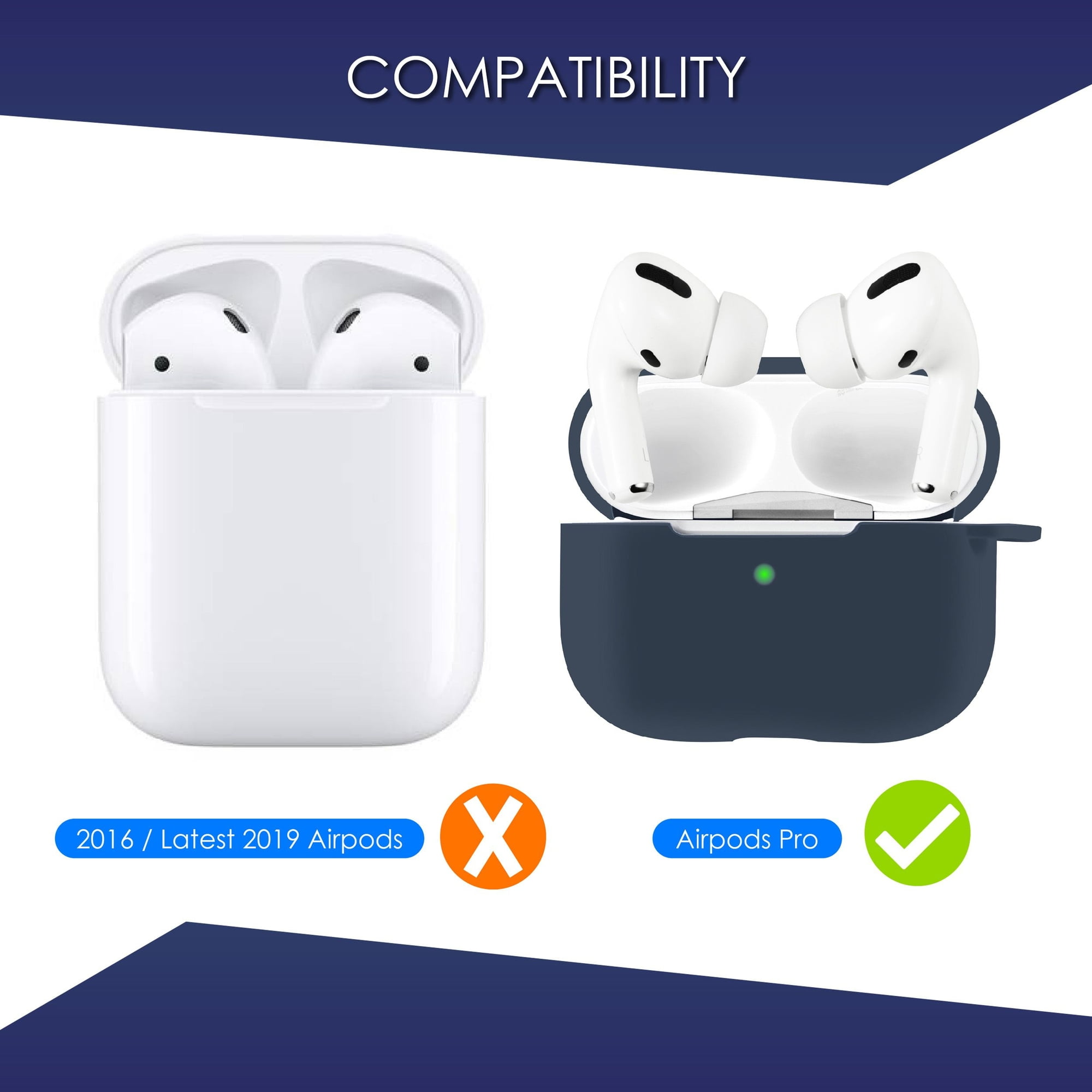 Insten Shockproof Silicone Protective Skin Compatible with Apple AirPods  Pro 2019 Charging Case, Supports Wireless Charging, Includes Carabiner 
