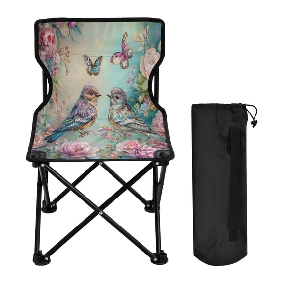 YAZAOO Camping Chairs Modern Cute Birds Butterflies Flowers Pattern Folding chair
