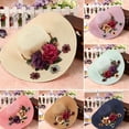 thumbnail image 2 of Sun Cap Wide Brim Colorful Flowers Temperament Adjustable Multicolor Floral Hat for Daily Wear, 2 of 10