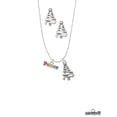 thumbnail image 2 of Delight Jewelry Rainbow Colored ''Peace'' Silver tone Zig Zag Christmas Tree Charm Necklace and Stud Earrings, 2 of 4