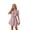 Pink, variant on Women's Tie Front Mini Dress: V Neck Short Sleeve Layer Ruffle Hem Dress with Pockets