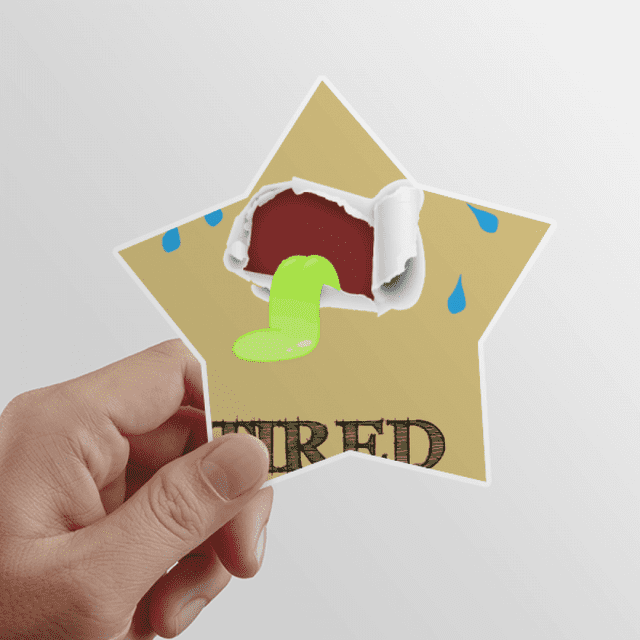 Tired Brown Emotion Sweating Star Sticker Paster Vinyl Car Tags Decoration Decal