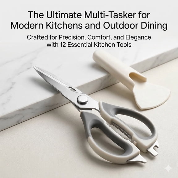 Kitchen Scissors for Food Heavy Duty, All Purpose Kitchen Shears that Come Apart Dishwasher Safe, Sharp Stainless Steel Cooking Scissors for Meat, Poultry, Fish (Grey)