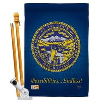 Breeze Decor BD-SS-HS-108144-IP-BO-D-US13-BD 28 x 40 in. Vertical Nebraska Americana States Impressions Decorative Double Sided House Flag Set with Pole & Bracket Hardware