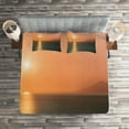 thumbnail image 2 of Ambesonne Nautical Quilted Coverlet 3 Pcs, Sunrise over Ocean, Queen Size, Orange Blue, 2 of 2