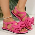 thumbnail image 4 of Miluxas Women's Ankle Strap Bow Sandals Criss Cross Open Toe Bowknot Dressy Beach Flat Sandals Hot Pink 7(39), 4 of 6