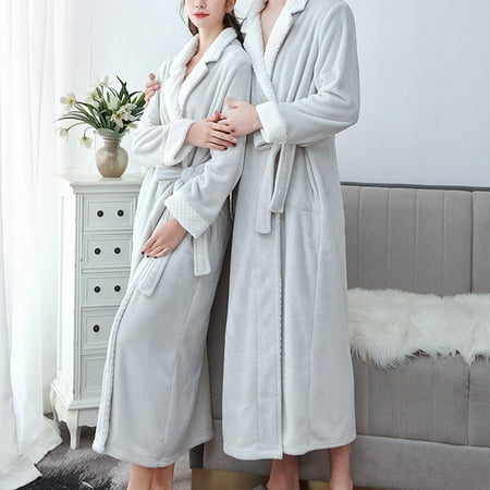 

Tangnade Sleepwear for Women Shipping on time Adult s Home Wear Flannel Nightgown Long Coral Velvet Bathrobe Gray XL