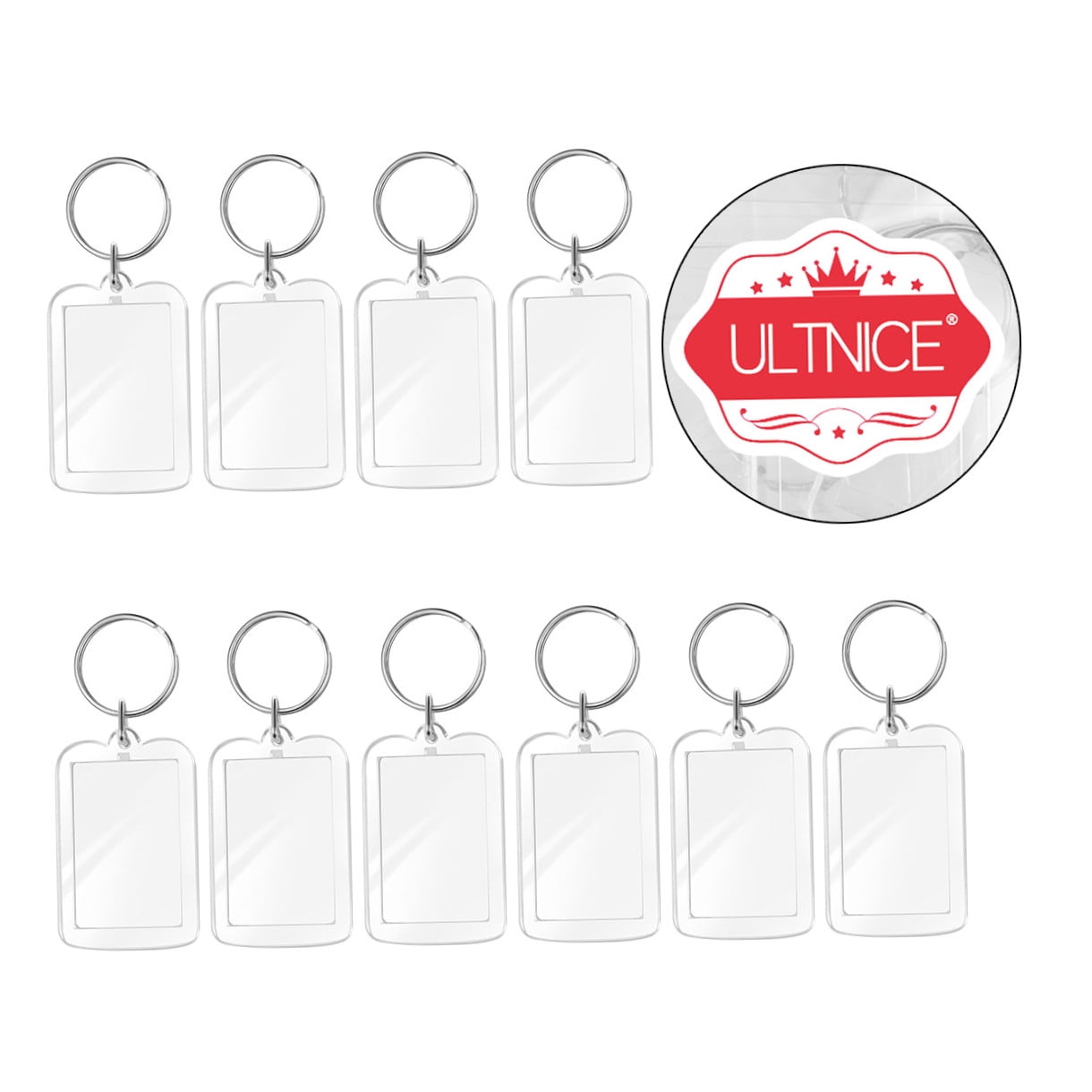 SEWOART 10-Pack Transparent Photo Insert Keychains Metal Key Gifts for Friends Keys